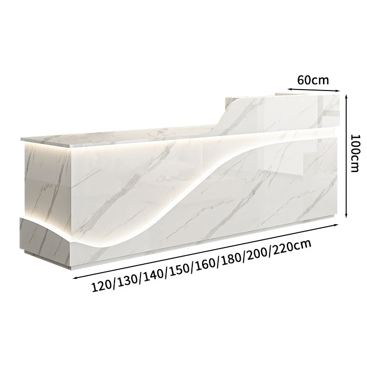 受付カウンター　受付台　レジカウンター　カウンターテーブル　上部天板　機能性　配線孔　補強機構　メラミン化粧板　高品質　大理石柄　ホワイト　カスタマイズ可能　JDT-S028   KAGUSHOP