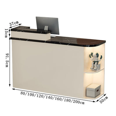 受付カウンター　レジカウンター　受付台　店舗カウンター　会社　事務所　引き出し　優れた収納力　鍵付き　収納棚　木製　シンプルモダン　ホワイト　エクルベージュ　JDT - S004 - Kagushop