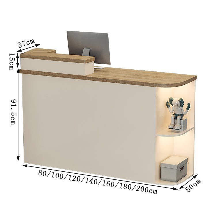 受付カウンター　レジカウンター　受付台　店舗カウンター　会社　事務所　引き出し　優れた収納力　鍵付き　収納棚　木製　シンプルモダン　ホワイト　エクルベージュ　JDT - S004 - Kagushop