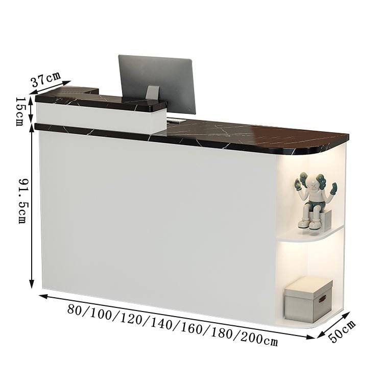 受付カウンター　レジカウンター　受付台　店舗カウンター　会社　事務所　引き出し　優れた収納力　鍵付き　収納棚　木製　シンプルモダン　ホワイト　エクルベージュ　JDT - S004 - Kagushop