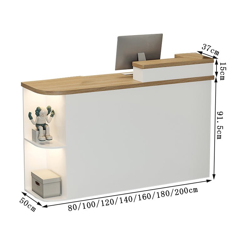 受付カウンター　レジカウンター　受付台　店舗カウンター　会社　事務所　引き出し　優れた収納力　鍵付き　収納棚　木製　シンプルモダン　ホワイト　エクルベージュ　JDT - S004 - Kagushop
