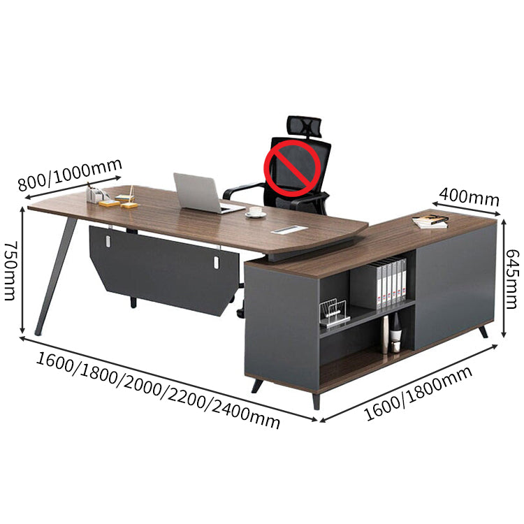 シック　木目調　エコ　L字デスク　役員デスク　エグゼクティブデスク　サイドキャビネット　メラミン化粧板　大容量収納スペース　カスタマイズ可能　LBZ-C084　chickagu