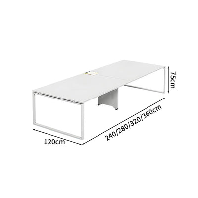 事務机　会議テーブル　ミーティング用テーブル　打合せテーブルセット　会社用　事務所用　ロの字脚　多人数　安定性抜群　シングルモダン　開放感　ホワイト　カスタマイズ可能　HYZ-S020　KAGUSHOP