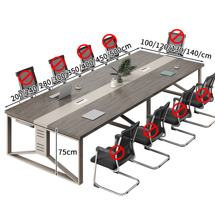 会議テーブル　ミーティングテーブル　事務机　商談テーブル　会社用　事務所用　配線ボックス　多人数　スチールフレーム　木目調　カスタマイズ可能　HYZ-S019　KAGUSHOP