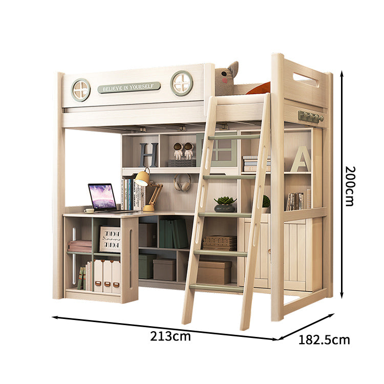 北欧風二段ベッド　洗練された二段ベッド　エコフレンドリーな二段ベッド　二階ベッド　一人用　デスク　ワードローブ　階段　天然木　ガード付き　デスク　本棚　オープン収納　大容量　SCC-S003　