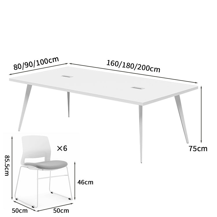 事務机　会議テーブル　ミーティング用テーブル　打合せテーブルセット　会社用　事務所用　配線ボックス　スラント脚　安定性抜群　シングル　開放感　ホワイト　カスタマイズ可能　HYZ-S017　KAGUSHOP