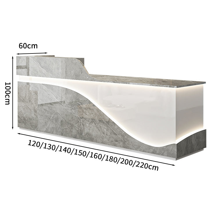 受付カウンター　受付台　レジカウンター　カウンターテーブル　上部天板　機能性　配線孔　補強機構　メラミン化粧板　高品質　大理石柄　ホワイト　カスタマイズ可能　JDT-S028   KAGUSHOP