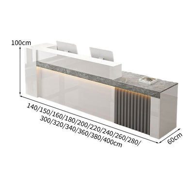受付カウンター　エントランス受付　カウンターテーブル　オフィス受付　店舗用　会社用　収納　オープン収納　引き出し　ライト付き　スタイリッシュ　ホワイト　カスタマイズ可能　JDT-S030　kagushop