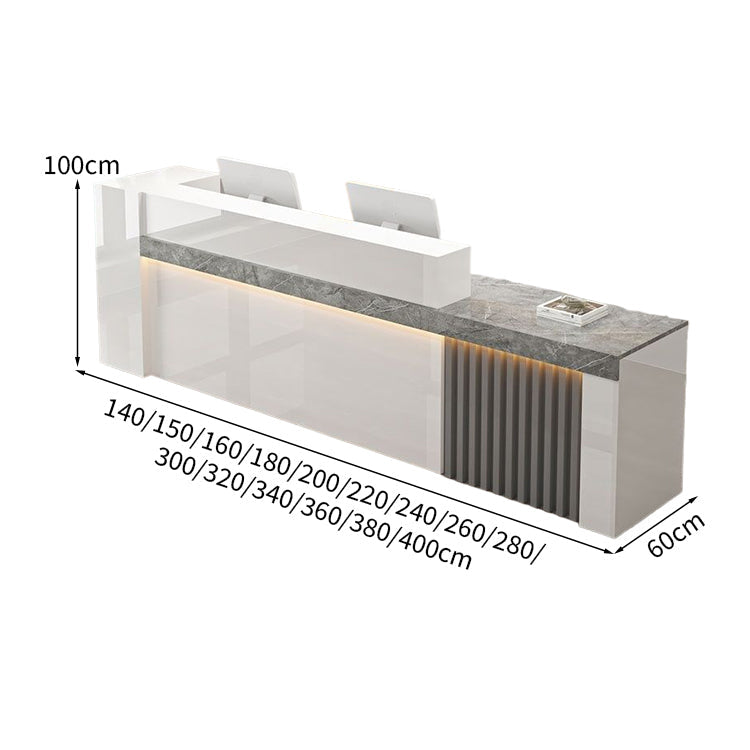 受付カウンター　エントランス受付　カウンターテーブル　オフィス受付　店舗用　会社用　収納　オープン収納　引き出し　ライト付き　スタイリッシュ　ホワイト　カスタマイズ可能　JDT-S030　kagushop