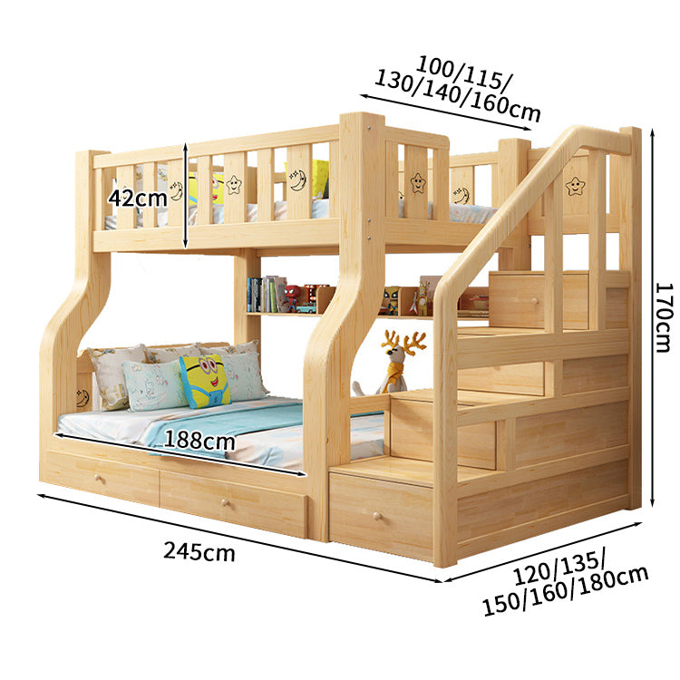 二段ベッド　シンプルな二段ベッド　キッズ二段ベッド　木製二段ベッド　二階ベッド　ベッドガード　引き出し付き　ベッドベッド下収納　木調目　エコ素材　はしご　手すり　滑り止めステップ　カスタマイズ可能　SCC-S011