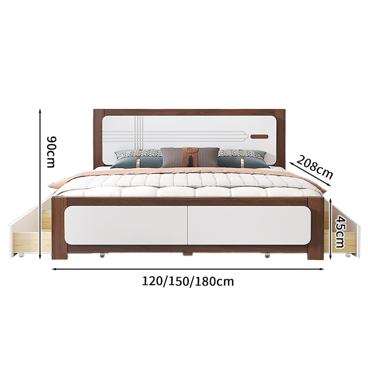 ベッド　二人用　キングサイズ ベッド下収納　大容量　引き出し付き　天然木フレーム　補強機構　安定感　ホワイト　BED-S027　KAGUSHOP