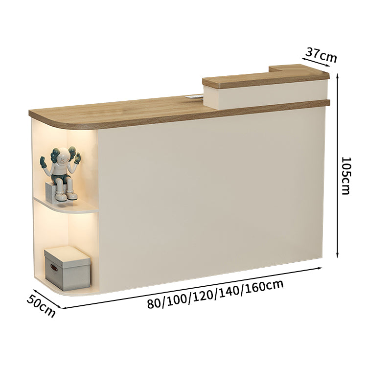 受付カウンター　レジカウンター　受付台　店舗カウンター　会社　事務所　引き出し　優れた収納力　鍵付き　収納棚　木製　シンプルモダン　ホワイト　エクルベージュ　JDT - S004 - Kagushop