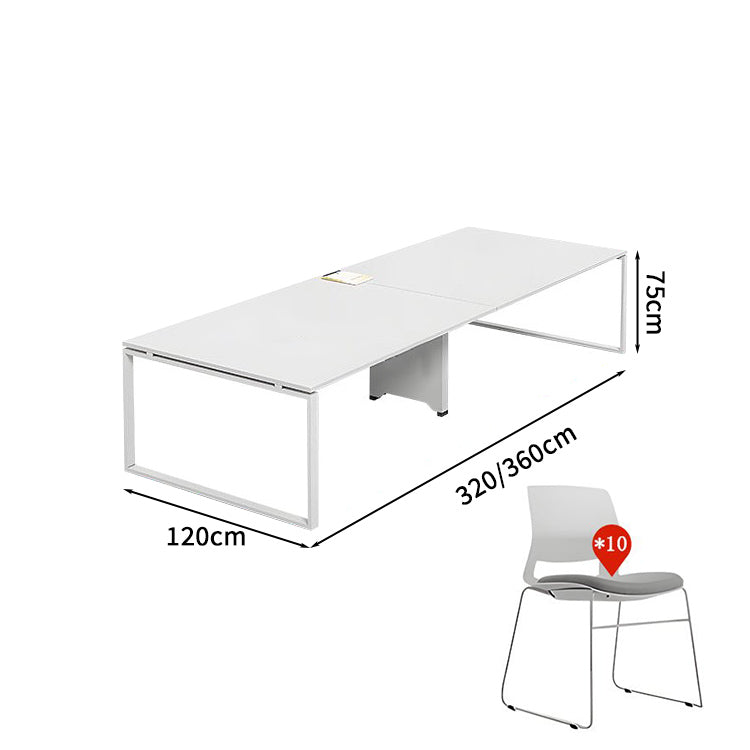 事務机　会議テーブル　ミーティング用テーブル　打合せテーブルセット　会社用　事務所用　ロの字脚　多人数　安定性抜群　シングルモダン　開放感　ホワイト　カスタマイズ可能　HYZ-S020　KAGUSHOP