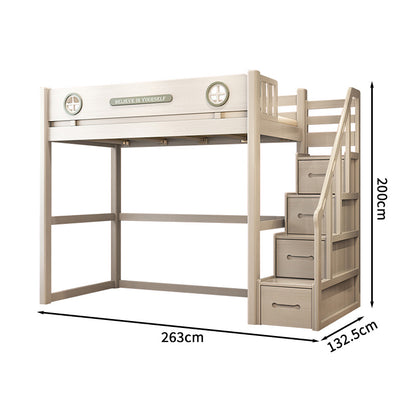 北欧風二段ベッド　洗練された二段ベッド　エコフレンドリーな二段ベッド　二階ベッド　一人用　デスク　ワードローブ　階段　天然木　ガード付き　デスク　本棚　オープン収納　大容量　SCC-S003