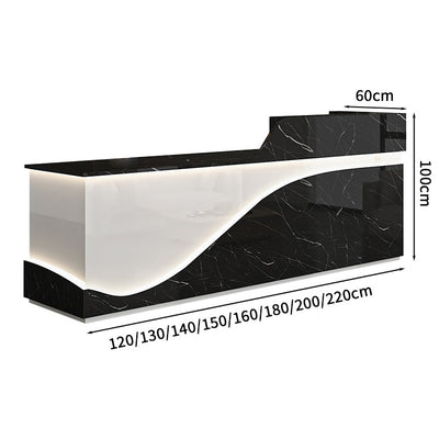 受付カウンター　受付台　レジカウンター　カウンターテーブル　上部天板　機能性　配線孔　補強機構　メラミン化粧板　高品質　大理石柄　ホワイト　カスタマイズ可能　JDT-S028   KAGUSHOP