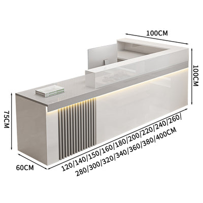 受付カウンター　レセプションデスク　エントランス受付　業務用　会社用　LEDライト付き　メラミン化粧板　エコ素材　鍵付き引き出し　L字　カスタマイズ可能　JDT - S011 - Kagushop