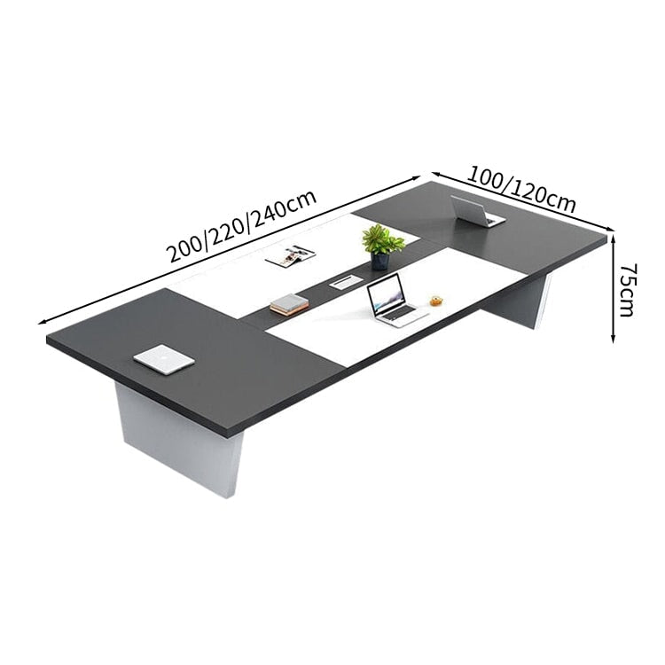 会議用テーブル　会議用デスク　ミーティングテーブル大型　台形脚　エコ板材　耐久性　オフィスデスク　メタルグレー　カスタマイズ可能　HYZ-M-008