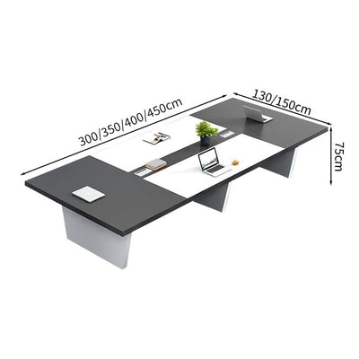 会議用テーブル　会議用デスク　ミーティングテーブル大型　台形脚　エコ板材　耐久性　オフィスデスク　メタルグレー　カスタマイズ可能　HYZ-M-008