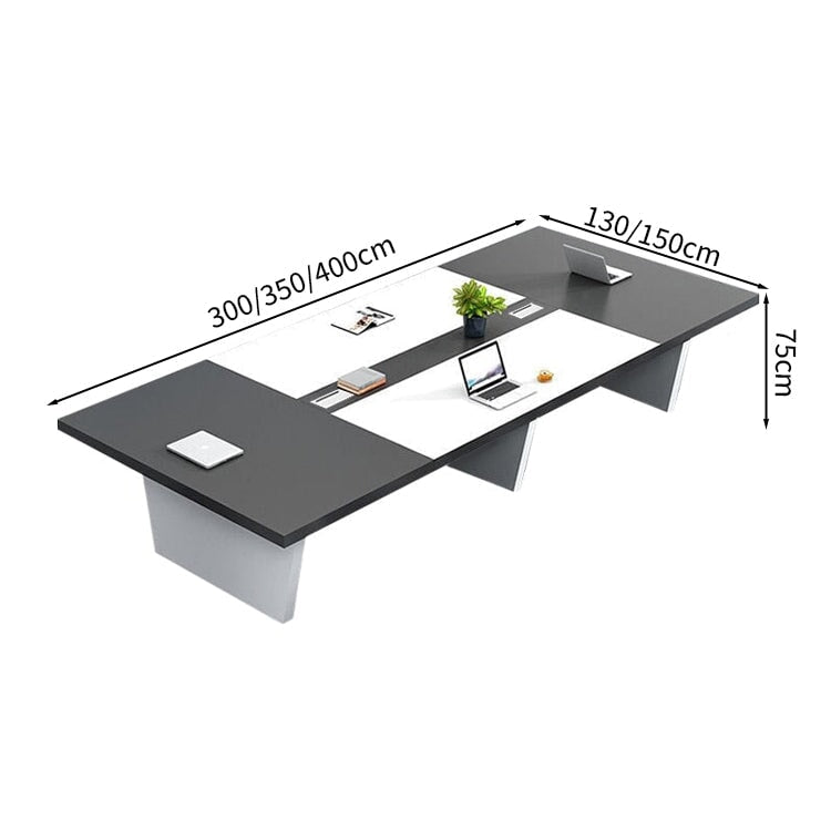 会議用テーブル　会議用デスク　ミーティングテーブル大型　台形脚　エコ板材　耐久性　オフィスデスク　メタルグレー　カスタマイズ可能　HYZ-M-008