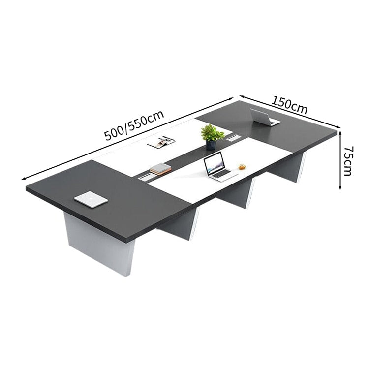 会議用テーブル　会議用デスク　ミーティングテーブル大型　台形脚　エコ板材　耐久性　オフィスデスク　メタルグレー　カスタマイズ可能　HYZ-M-008