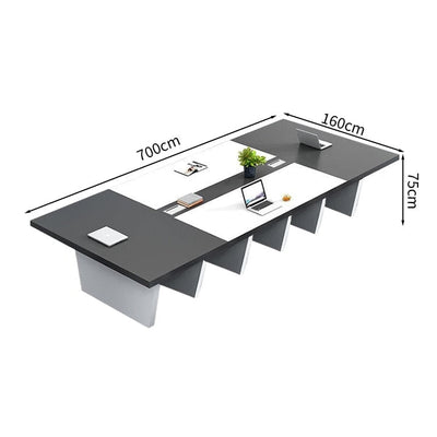 会議用テーブル　会議用デスク　ミーティングテーブル大型　台形脚　エコ板材　耐久性　オフィスデスク　メタルグレー　カスタマイズ可能　HYZ-M-008