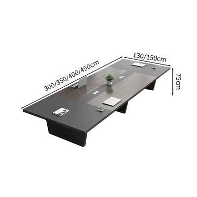 会議用テーブル　会議用デスク　ミーティングテーブル大型　台形脚　エコ板材　耐久性　オフィスデスク　メタルグレー　カスタマイズ可能　HYZ-M-008