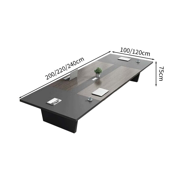 会議用テーブル　会議用デスク　ミーティングテーブル大型　台形脚　エコ板材　耐久性　オフィスデスク　メタルグレー　カスタマイズ可能　HYZ-M-008