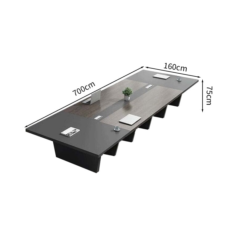 会議用テーブル　会議用デスク　ミーティングテーブル大型　台形脚　エコ板材　耐久性　オフィスデスク　メタルグレー　カスタマイズ可能　HYZ-M-008