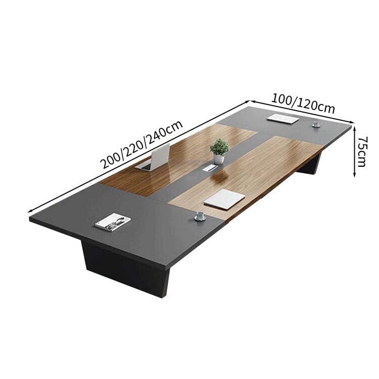 会議用テーブル　会議用デスク　ミーティングテーブル大型　台形脚　エコ板材　耐久性　オフィスデスク　メタルグレー　カスタマイズ可能　HYZ-M-008