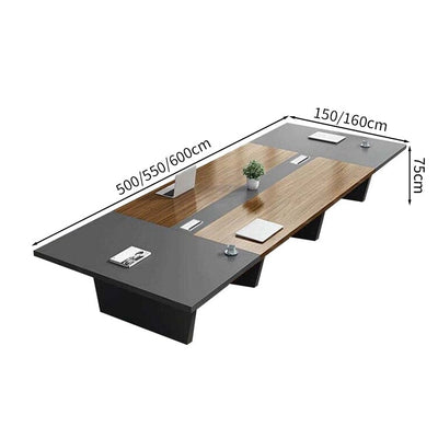 会議用テーブル　会議用デスク　ミーティングテーブル大型　台形脚　エコ板材　耐久性　オフィスデスク　メタルグレー　カスタマイズ可能　HYZ-M-008