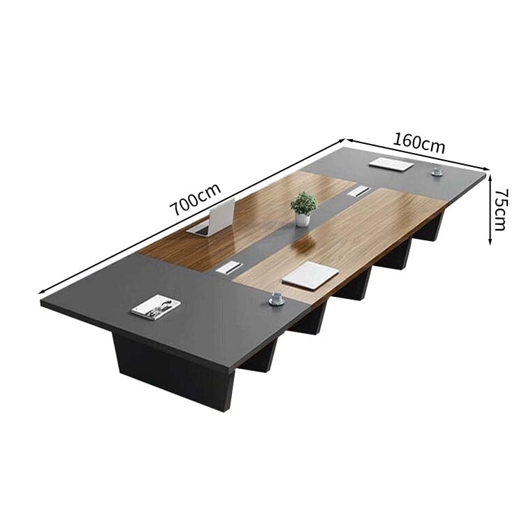 会議用テーブル　会議用デスク　ミーティングテーブル大型　台形脚　エコ板材　耐久性　オフィスデスク　メタルグレー　カスタマイズ可能　HYZ-M-008