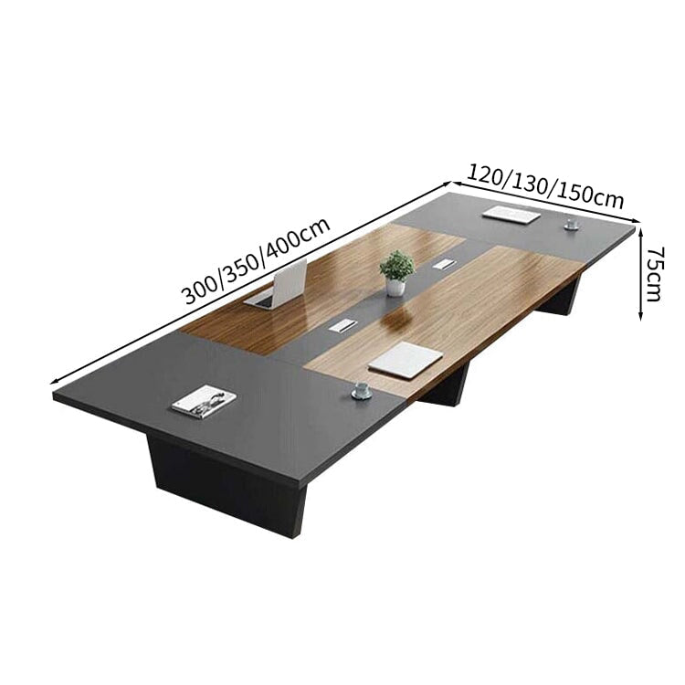 会議用テーブル　会議用デスク　ミーティングテーブル大型　台形脚　エコ板材　耐久性　オフィスデスク　メタルグレー　カスタマイズ可能　HYZ-M-008