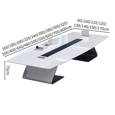 会議テーブル　会議用テーブル　会議室テーブル　ミーティングテーブル　カンファレンステーブル　焼付塗装　会議テーブル　配線ボックス付き　おしゃれ　ホワイト　エッジ加工　カスタマイズ可能　HYZ-S063