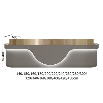 レセプションデスク　受付デスク　受付カウンター　受付台　おしゃれ　エントランス受付　エコ素材　ステンレス鋼　ゴールド　LEDライト　カスタマイズ可能　JDT-S064