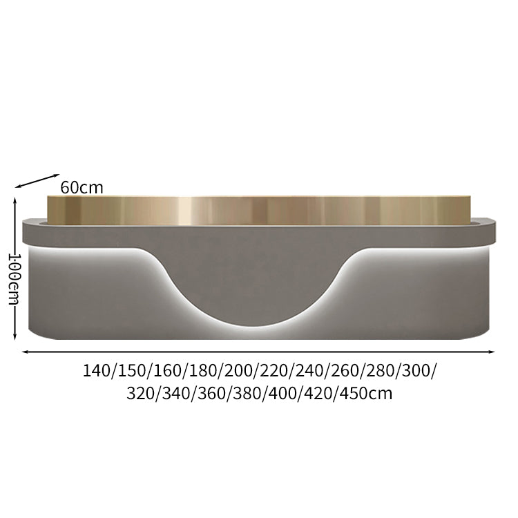 レセプションデスク　受付デスク　受付カウンター　受付台　おしゃれ　エントランス受付　エコ素材　ステンレス鋼　ゴールド　LEDライト　カスタマイズ可能　JDT-S064