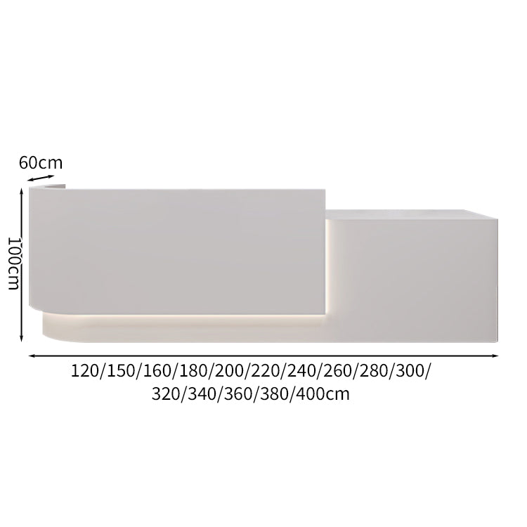 フロントデスク　受付台　ウェルカムデスク　受付カウンター　カウンタ　　受付台　丸み　Ｌ字型　カスタマイズ可能　LEDライト付き可能　エコ素材　ロゴ入れ可能　カスタマイズ可能　JDT-S072