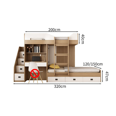 シンプルな二段ベッド　キッズ二段ベッド　木製二段ベッド　二階ベッド　ベッド　ベッドガード　階段　キャビネット付き　ワードローブ　エコ素材　ベッド下収納　引き出し付き　カスタマイズ可能　SCC-S017