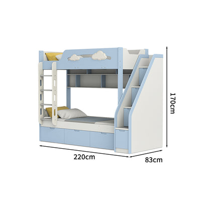二段ベッド　木製二段ベッド　シンプルな二段ベッド　キッズ二段ベッド　メタル二段ベッド　かわいい　爽やか　階段　はしご　収納棚　引き出し　収納力　天然木　ラバーウッド　カスタマイズ可能　SCC-S022