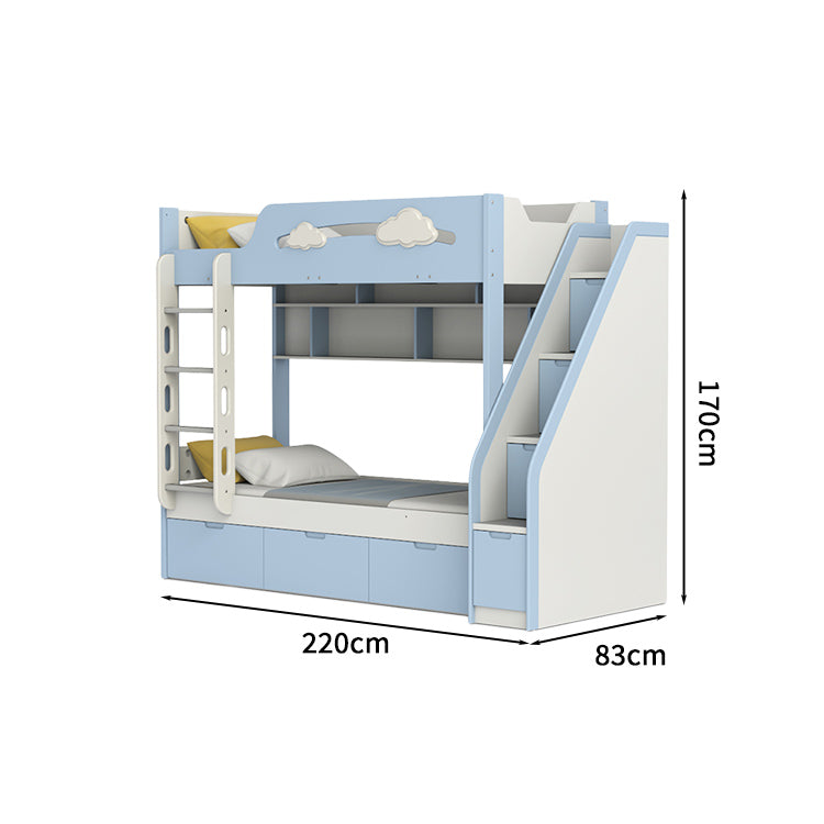 二段ベッド　木製二段ベッド　シンプルな二段ベッド　キッズ二段ベッド　メタル二段ベッド　かわいい　爽やか　階段　はしご　収納棚　引き出し　収納力　天然木　ラバーウッド　カスタマイズ可能　SCC-S022
