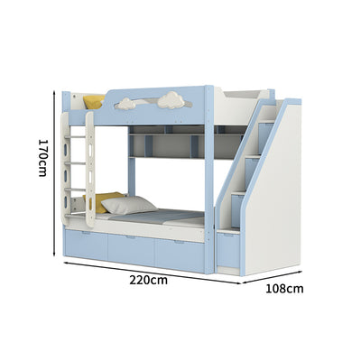 二段ベッド　木製二段ベッド　シンプルな二段ベッド　キッズ二段ベッド　メタル二段ベッド　かわいい　爽やか　階段　はしご　収納棚　引き出し　収納力　天然木　ラバーウッド　カスタマイズ可能　SCC-S022