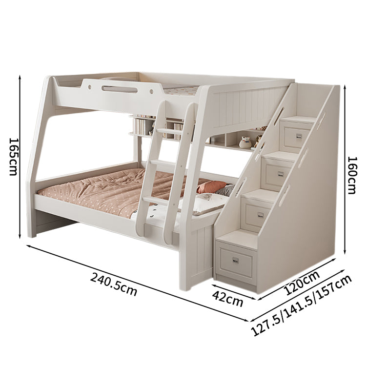 木製二段ベッド　二段ベッド　キッズ二段ベッド　メタル二段ベッド　シンプル　オシャレ　エレガント　引き出し　収納棚　はしご　階段　二段ベッド　天然木　ラバーウッド　SCC-S023