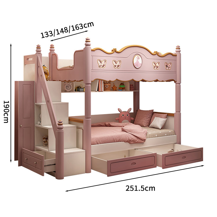 キッズ二段ベッド　二段ベッド　シンプルな二段ベッド　木製二段ベッド　かわいい　滑り台　オシャレ　お姫様　メルヘン風　無毒無臭　収納棚　引き出し　二段ベッド　天然木　カスタマイズ可能　SCC-S024