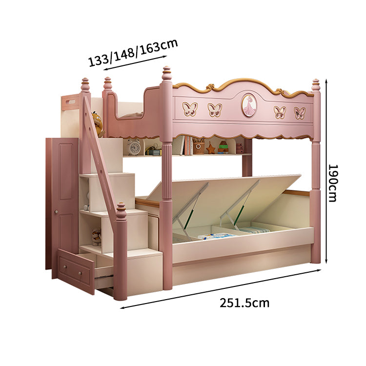 キッズ二段ベッド　二段ベッド　シンプルな二段ベッド　木製二段ベッド　かわいい　滑り台　オシャレ　お姫様　メルヘン風　無毒無臭　収納棚　引き出し　二段ベッド　天然木　カスタマイズ可能　SCC-S024