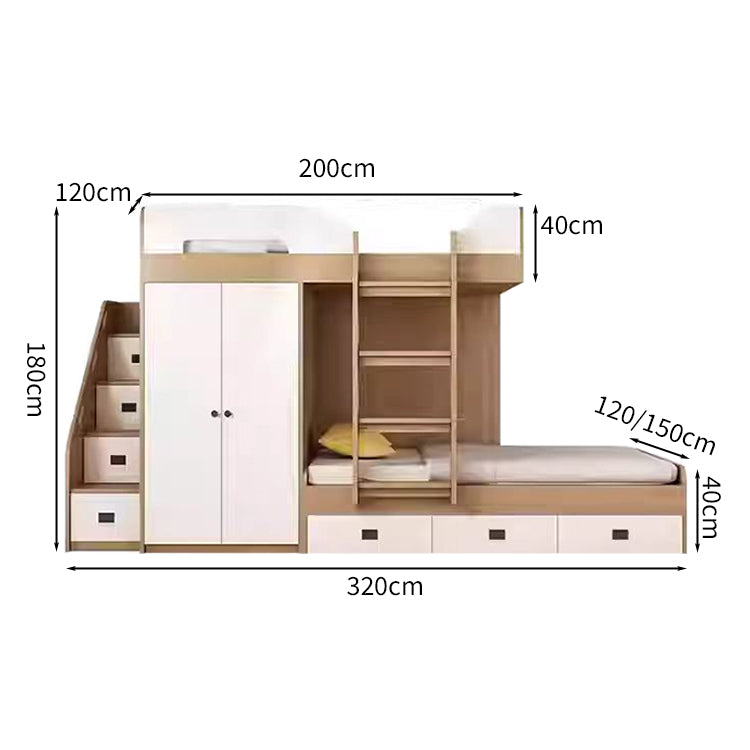 子供用二段ベッド　二段ベッドマットレス　二段ベッド　コンパクト二段ベッド　軽量二段ベッド　機能的　モダン　洗練　オシャレ　収納　ワードローブ　階段　はしご　収納棚　ベニヤ合板　カスタマイズ可能　SCC-S027