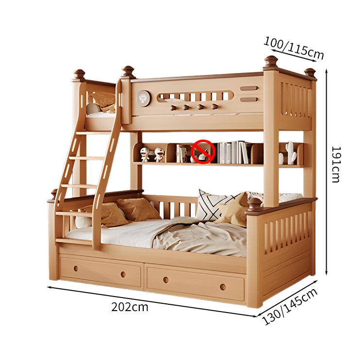 シンプルな二段ベッド　木製二段ベッド　二段ベッド　ベッド　天然木　ブナ　ハシゴ　階段　大容量　収納　安全　補強機構　ベッドガード　SCC-S035