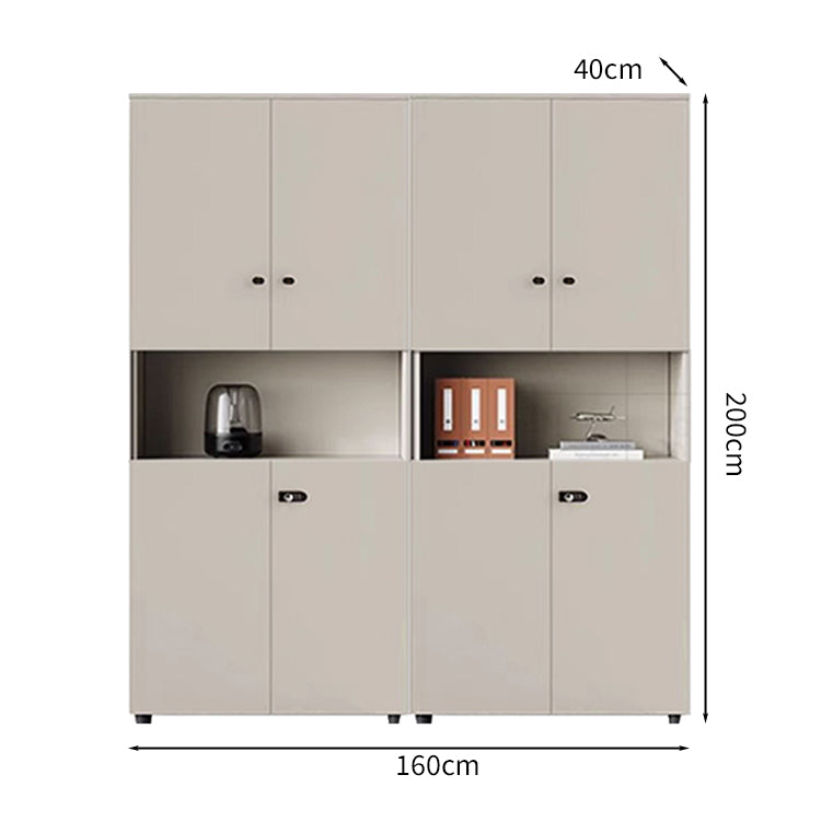 オフィスキャビネット　役員収納庫　収納棚　書類棚　壁面収納　役員室用　書斎用　オフィス用　扉付き　収納力抜群　ダイヤル錠　多目的収納　高級感　アイボリー　カスタマイズ可能　CWG-S008