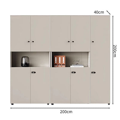 オフィスキャビネット　役員収納庫　収納棚　書類棚　壁面収納　役員室用　書斎用　オフィス用　扉付き　収納力抜群　ダイヤル錠　多目的収納　高級感　アイボリー　カスタマイズ可能　CWG-S008