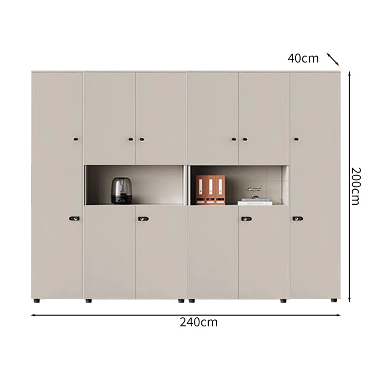 オフィスキャビネット　役員収納庫　収納棚　書類棚　壁面収納　役員室用　書斎用　オフィス用　扉付き　収納力抜群　ダイヤル錠　多目的収納　高級感　アイボリー　カスタマイズ可能　CWG-S008