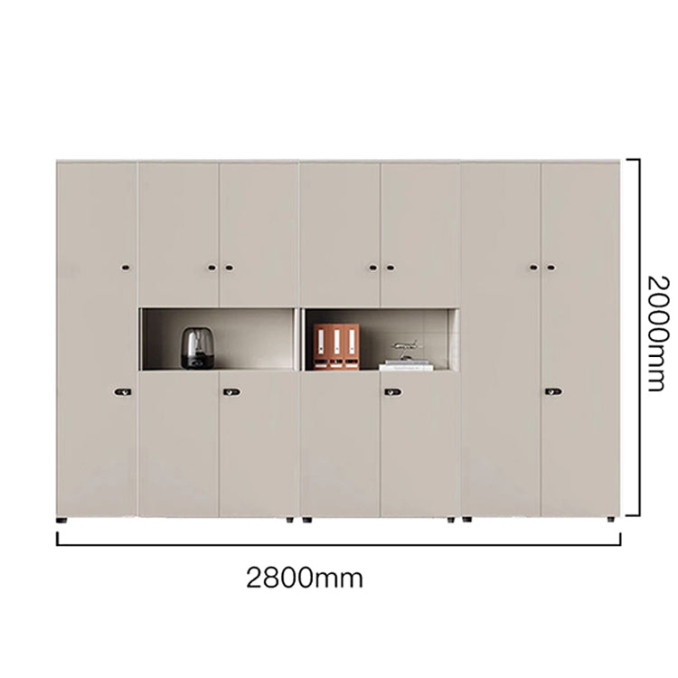 オフィスキャビネット　役員収納庫　収納棚　書類棚　壁面収納　役員室用　書斎用　オフィス用　扉付き　収納力抜群　ダイヤル錠　多目的収納　高級感　アイボリー　カスタマイズ可能　CWG-S008　kagushop