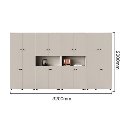 オフィスキャビネット　役員収納庫　収納棚　書類棚　壁面収納　役員室用　書斎用　オフィス用　扉付き　収納力抜群　ダイヤル錠　多目的収納　高級感　アイボリー　カスタマイズ可能　CWG-S008　kagushop